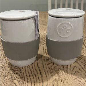 Pampered Chef Ceramic Egg Cooker with Gray Grip Set of two